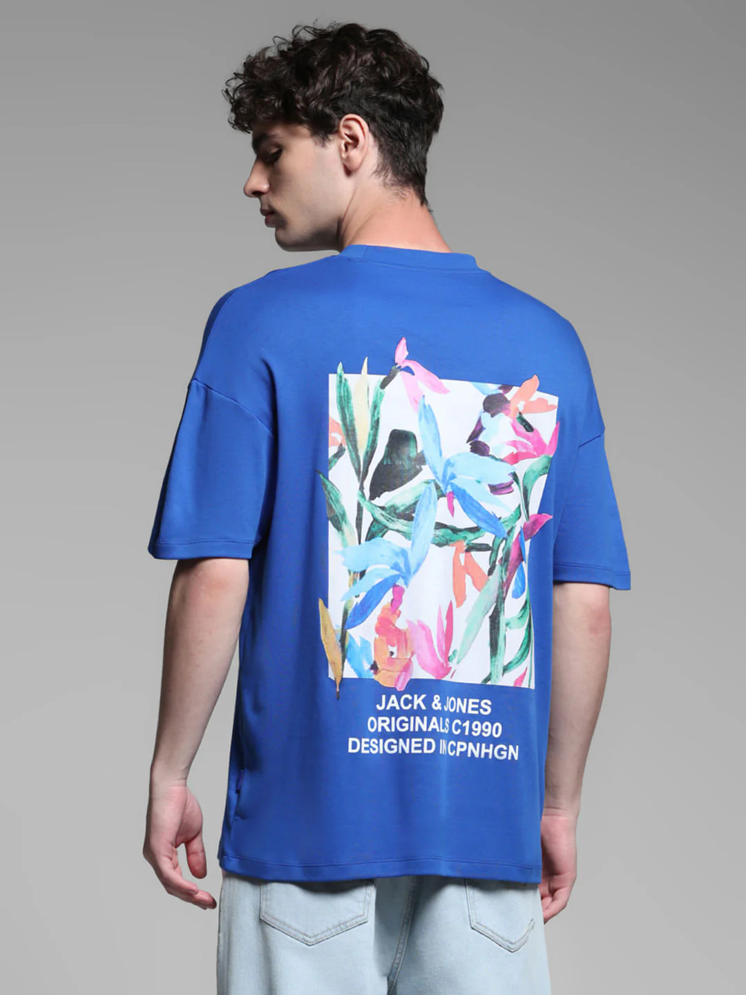 Blue Cotton Printed Oversized T-shirt - Image 4
