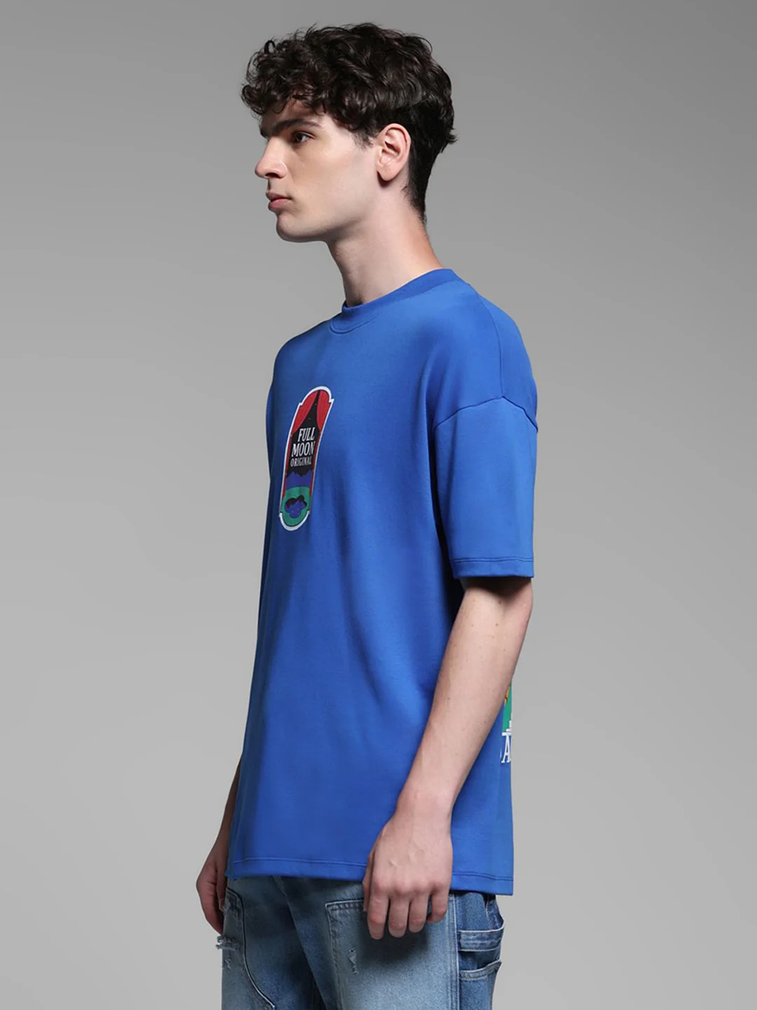 Blue Cotton Crew Neck T-shirt - Image 3