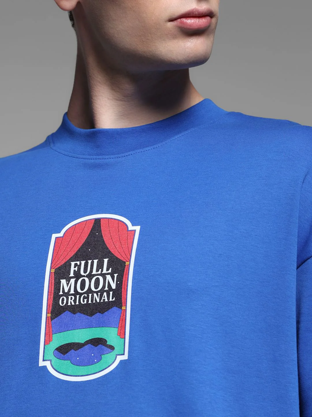 Blue Cotton Crew Neck T-shirt - Image 5