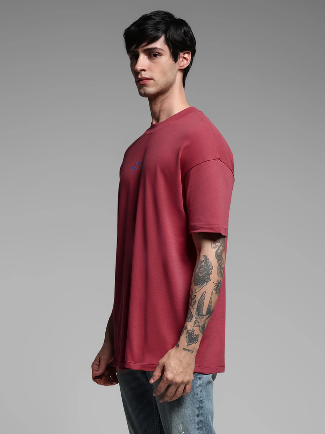 Dark Pink Cotton Oversized T-shirt - Image 3