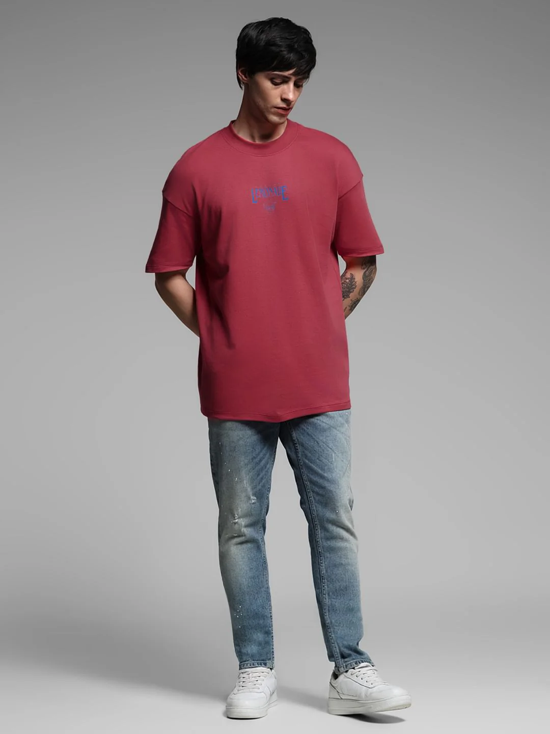 Dark Pink Cotton Oversized T-shirt - Image 6