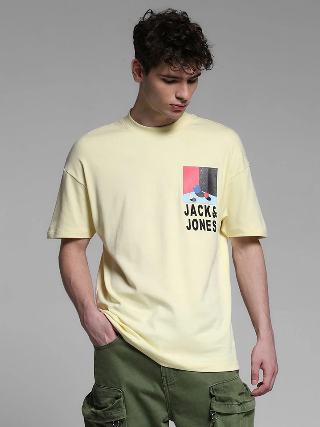 YELLOW LOGO PRINT OVERSIZE T-SHIRT - Image 2
