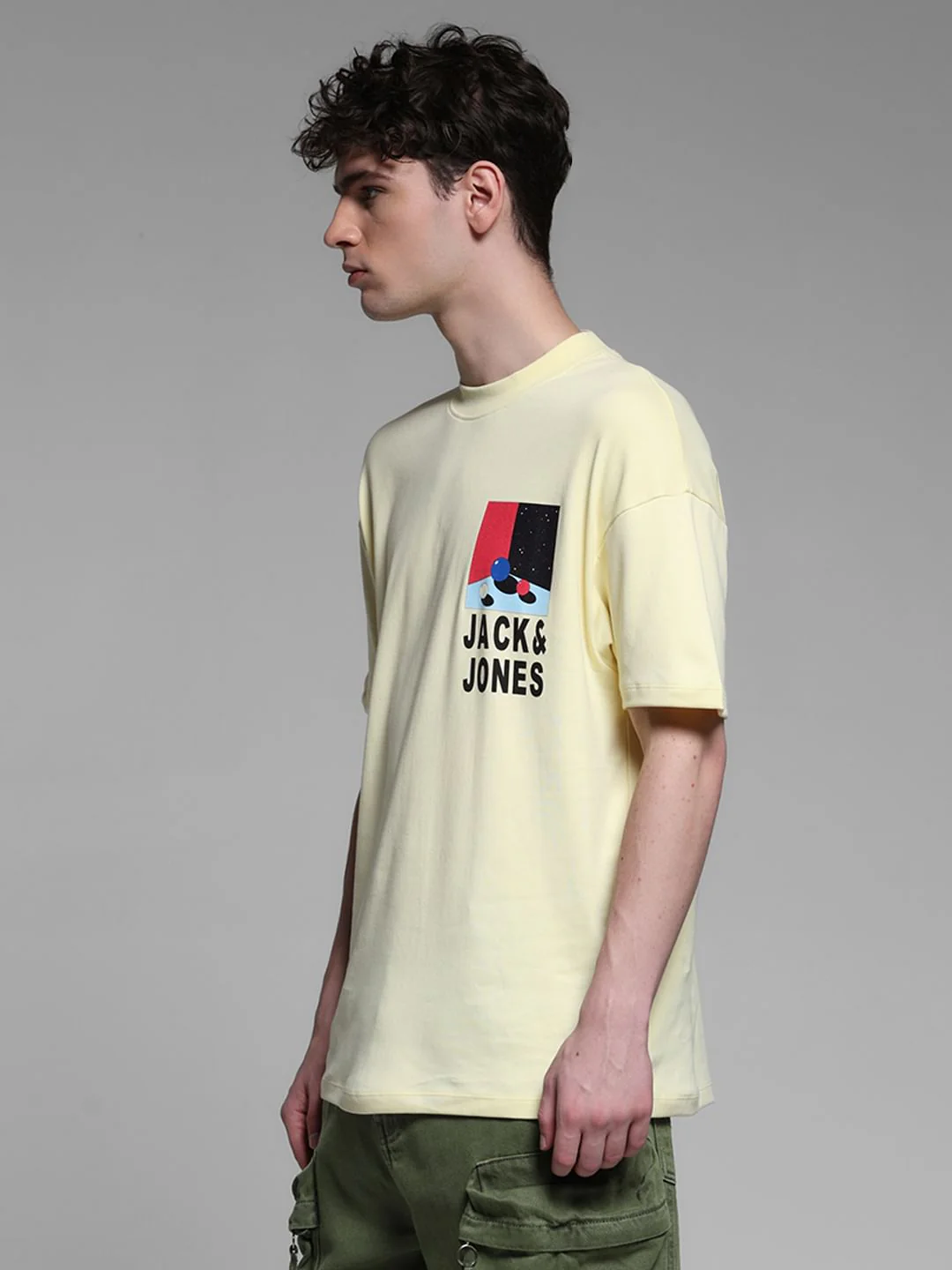 YELLOW LOGO PRINT OVERSIZE T-SHIRT - Image 3