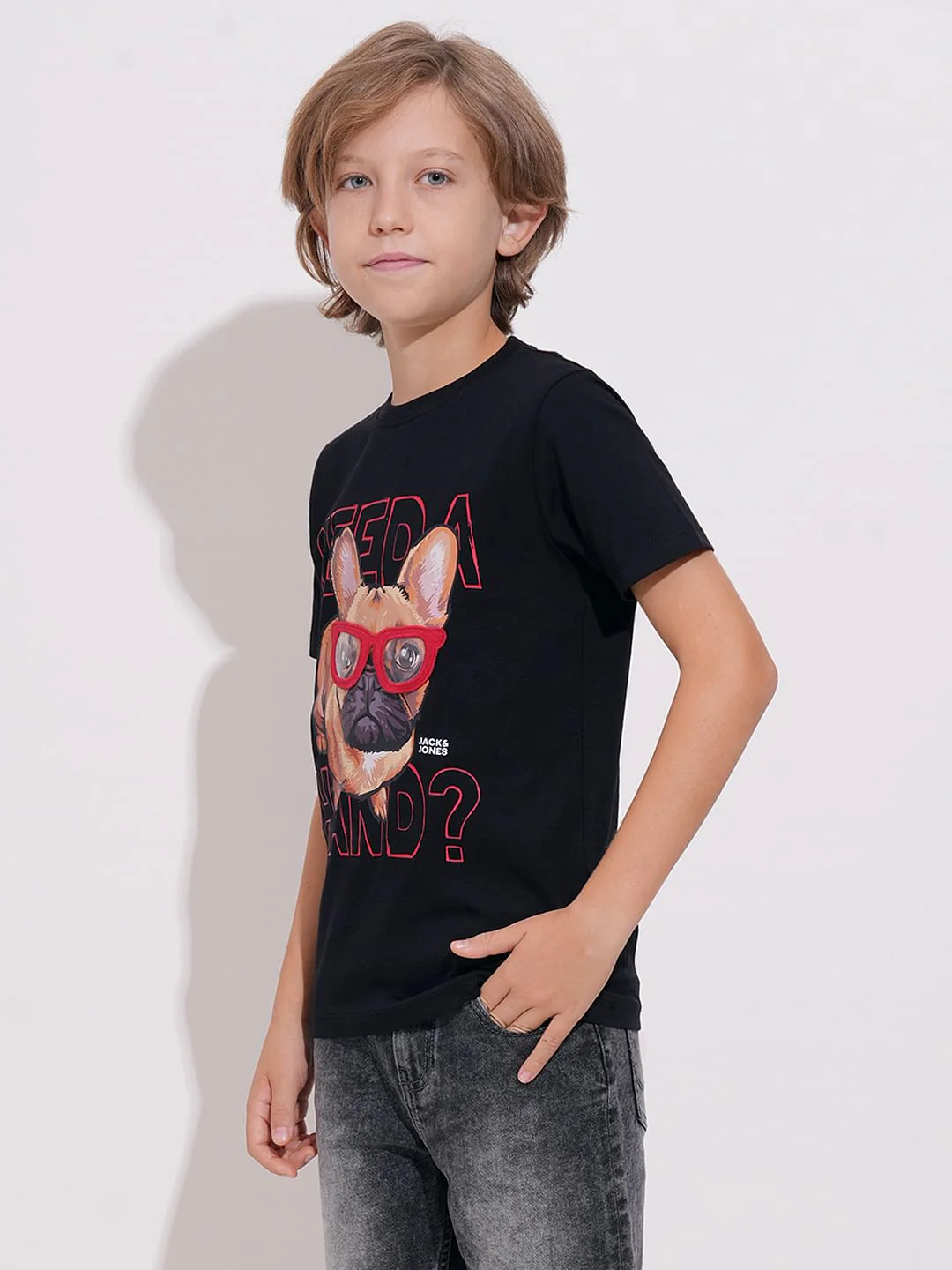 Boys Black Doggo Print T-shirt - Image 3