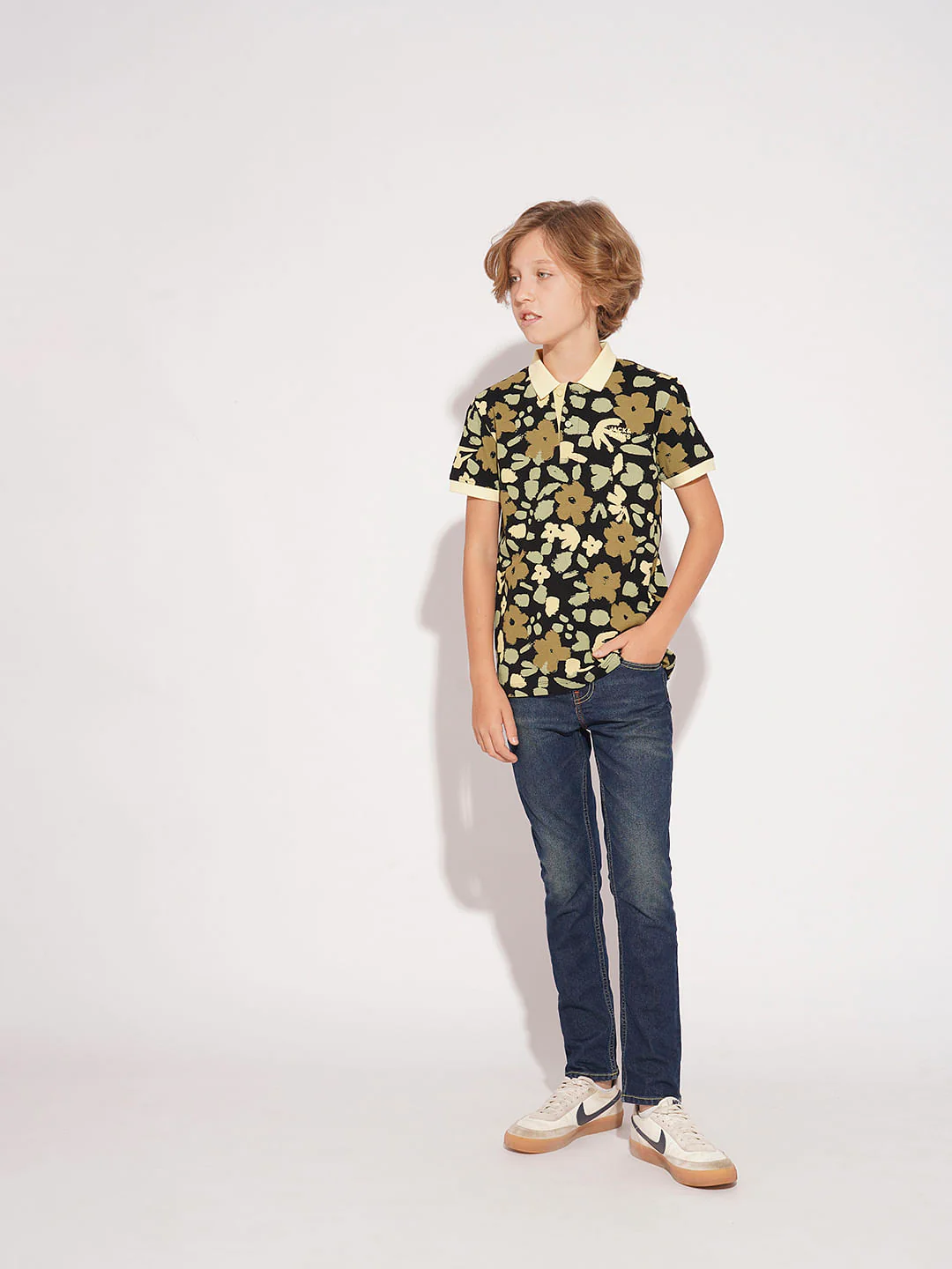Boys Yellow Floral Cotton Polo - Image 5