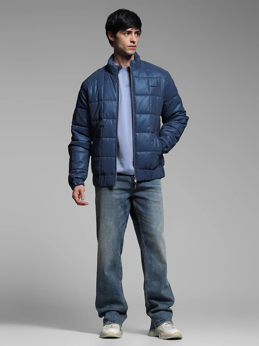 Blue High Neck Puffer Jacket - Image 6