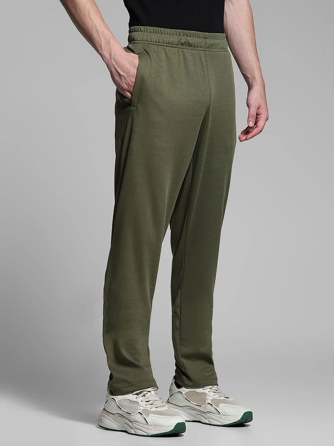 Olive Cotton Slim Fit Trackpants - Image 2