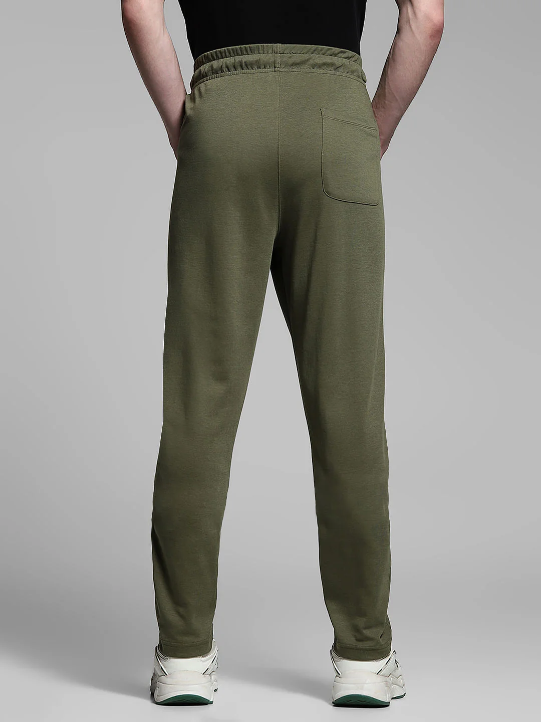 Olive Cotton Slim Fit Trackpants - Image 3