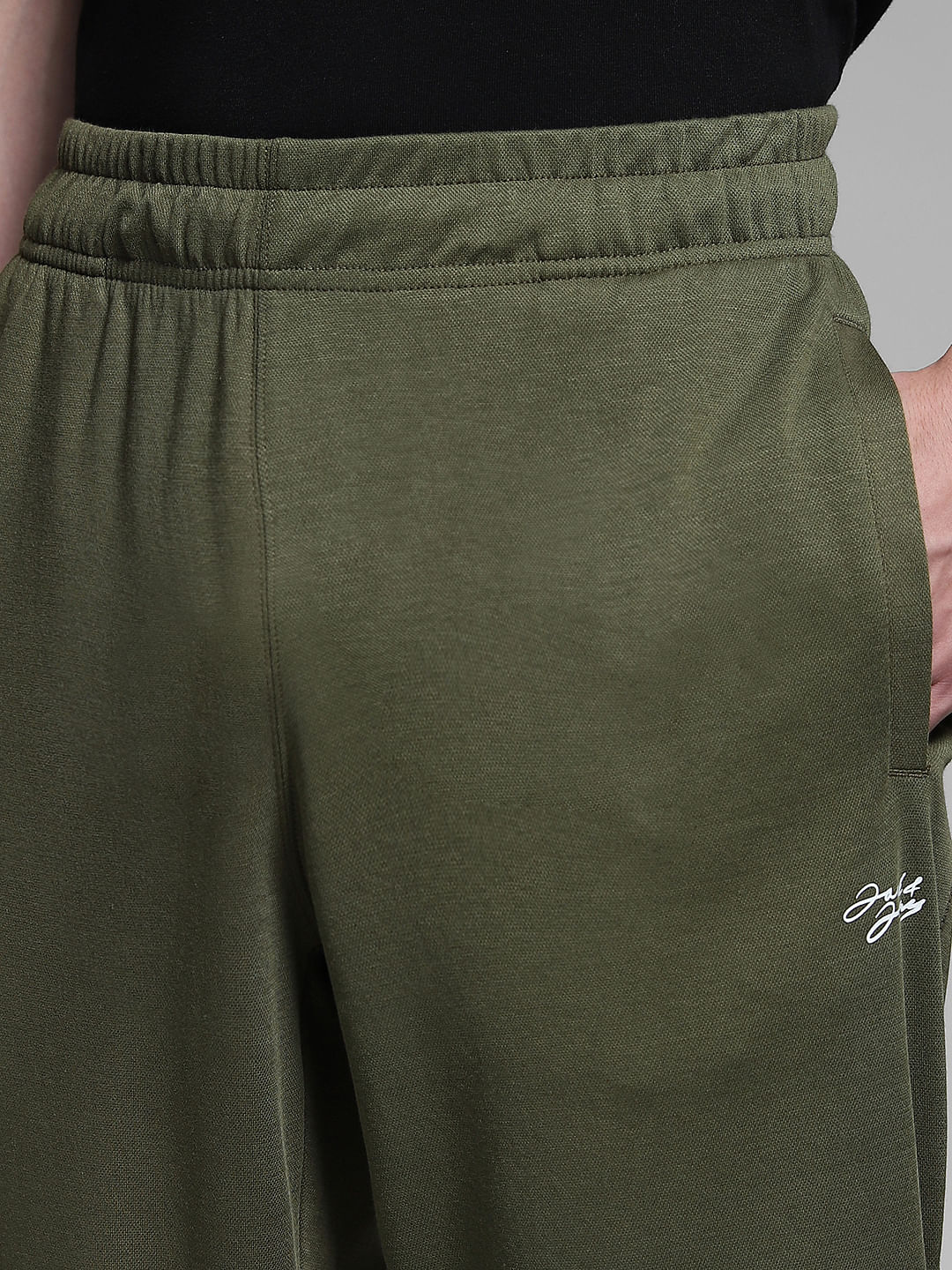Olive Cotton Slim Fit Trackpants - Image 4