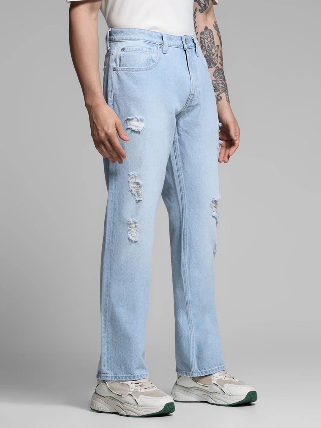 Light Blue Distressed Cliff Bootcut Jeans - Image 2