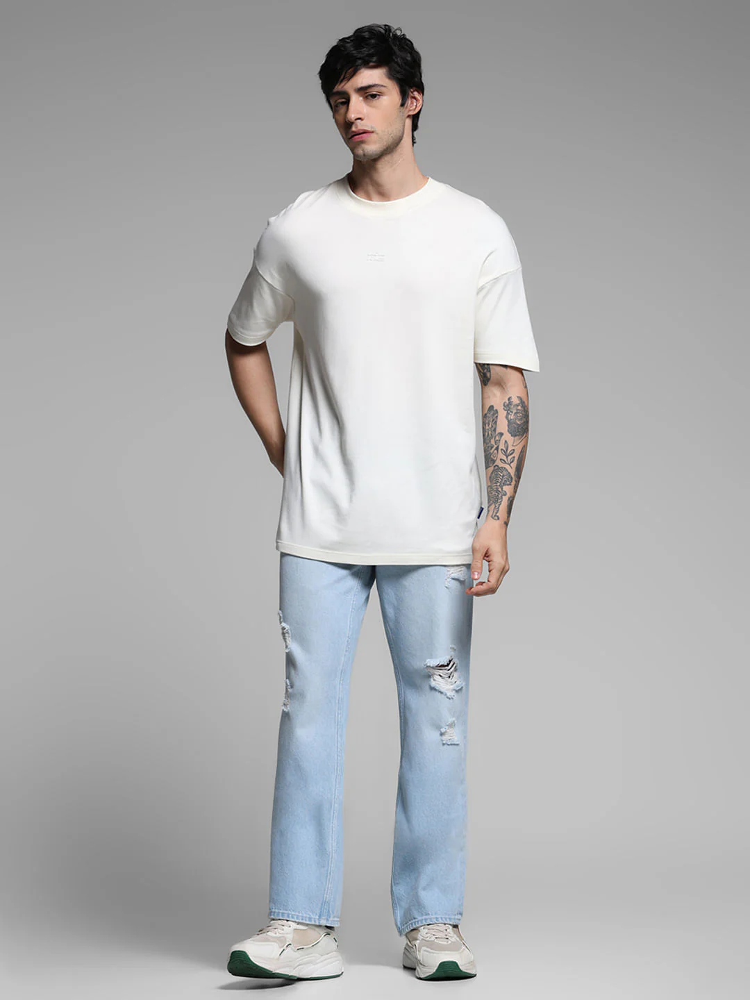 Light Blue Distressed Cliff Bootcut Jeans - Image 6