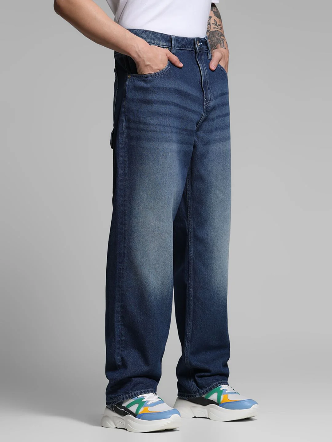 Dark Blue High Rise Dario Loose Fit Jeans - Image 2