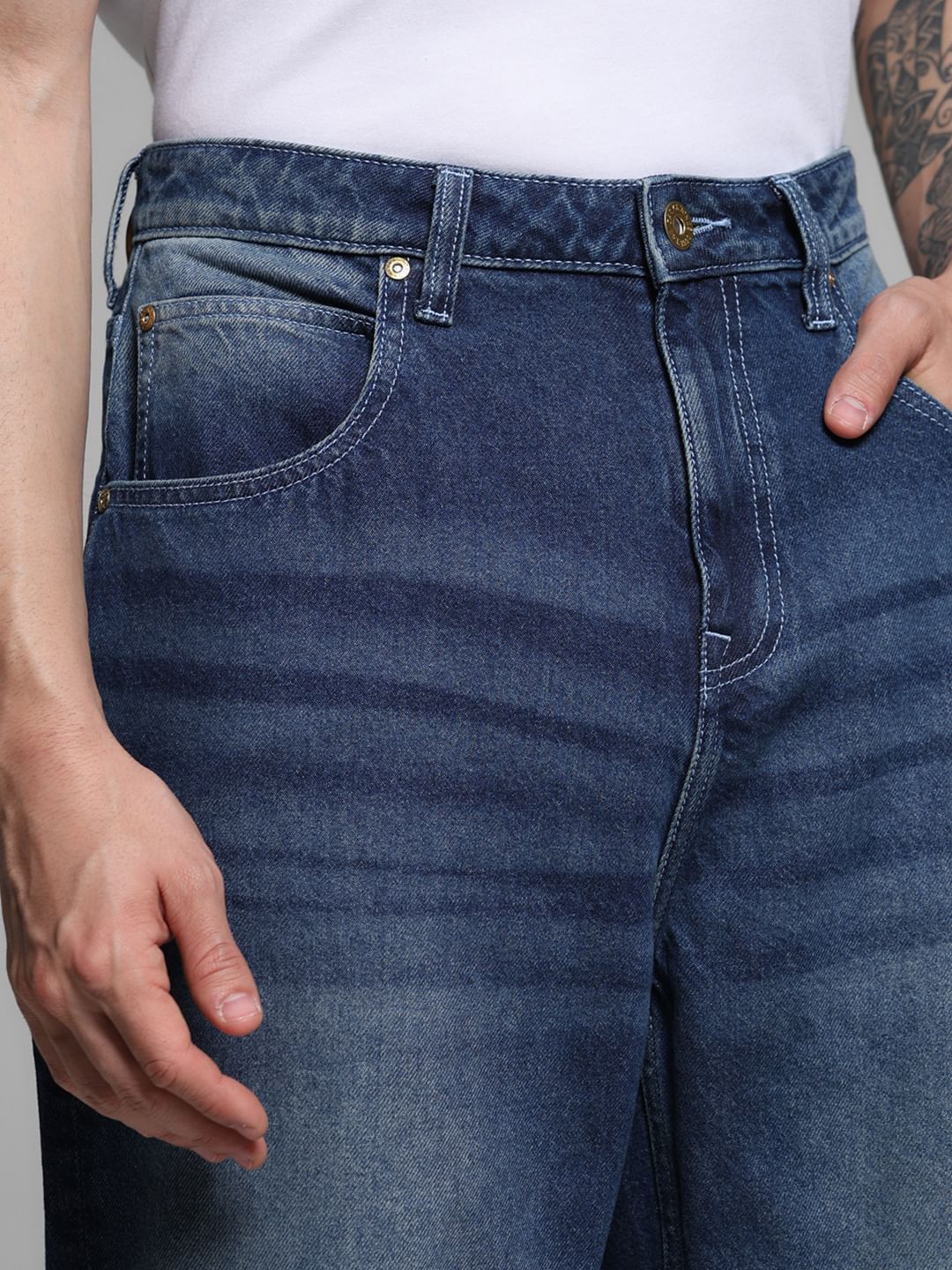 Dark Blue High Rise Dario Loose Fit Jeans - Image 4