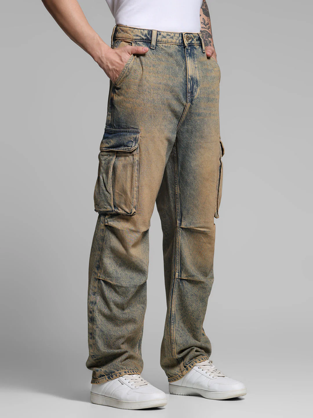 Blue Heavily Washed Dario Loose Fit Jeans - Image 2