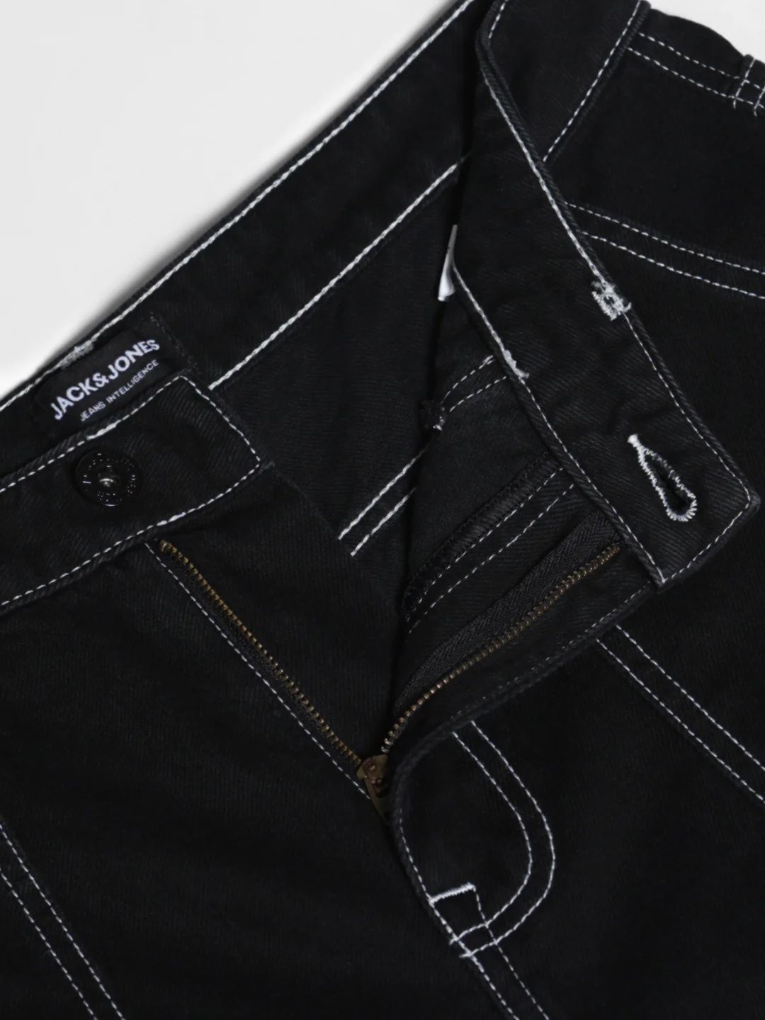 Black Contrast Stitch Anti Fit Jeans - Image 5