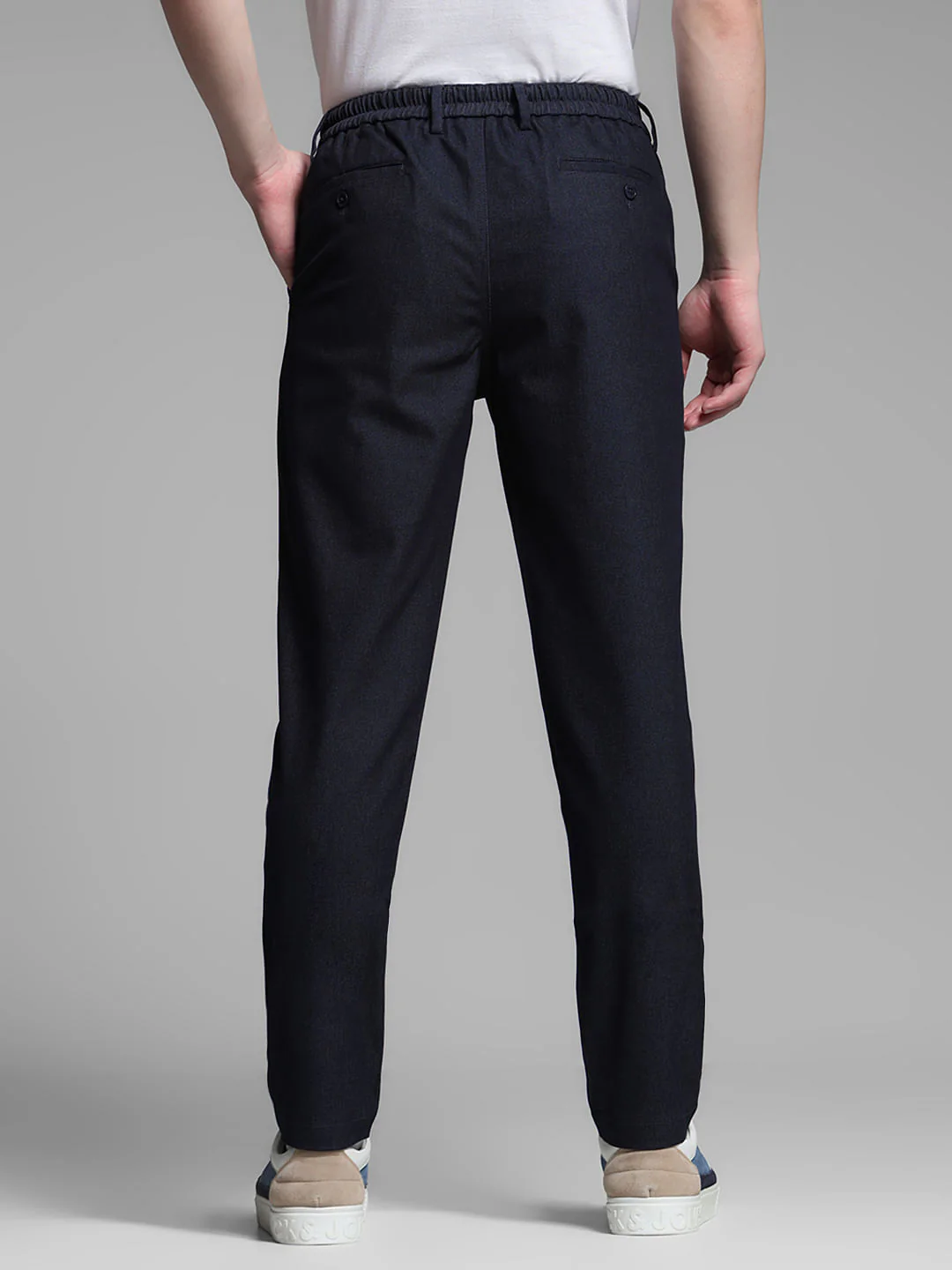 Navy Blue Mid Rise Anti Fit Pants - Image 3