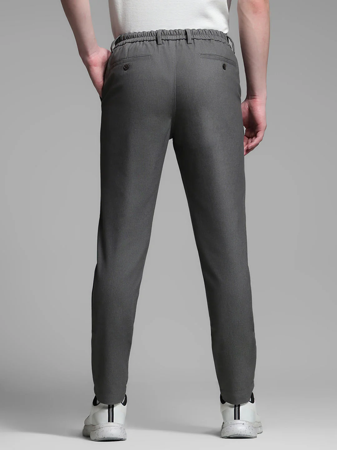 Grey Mid Rise Anti Fit Pants - Image 3