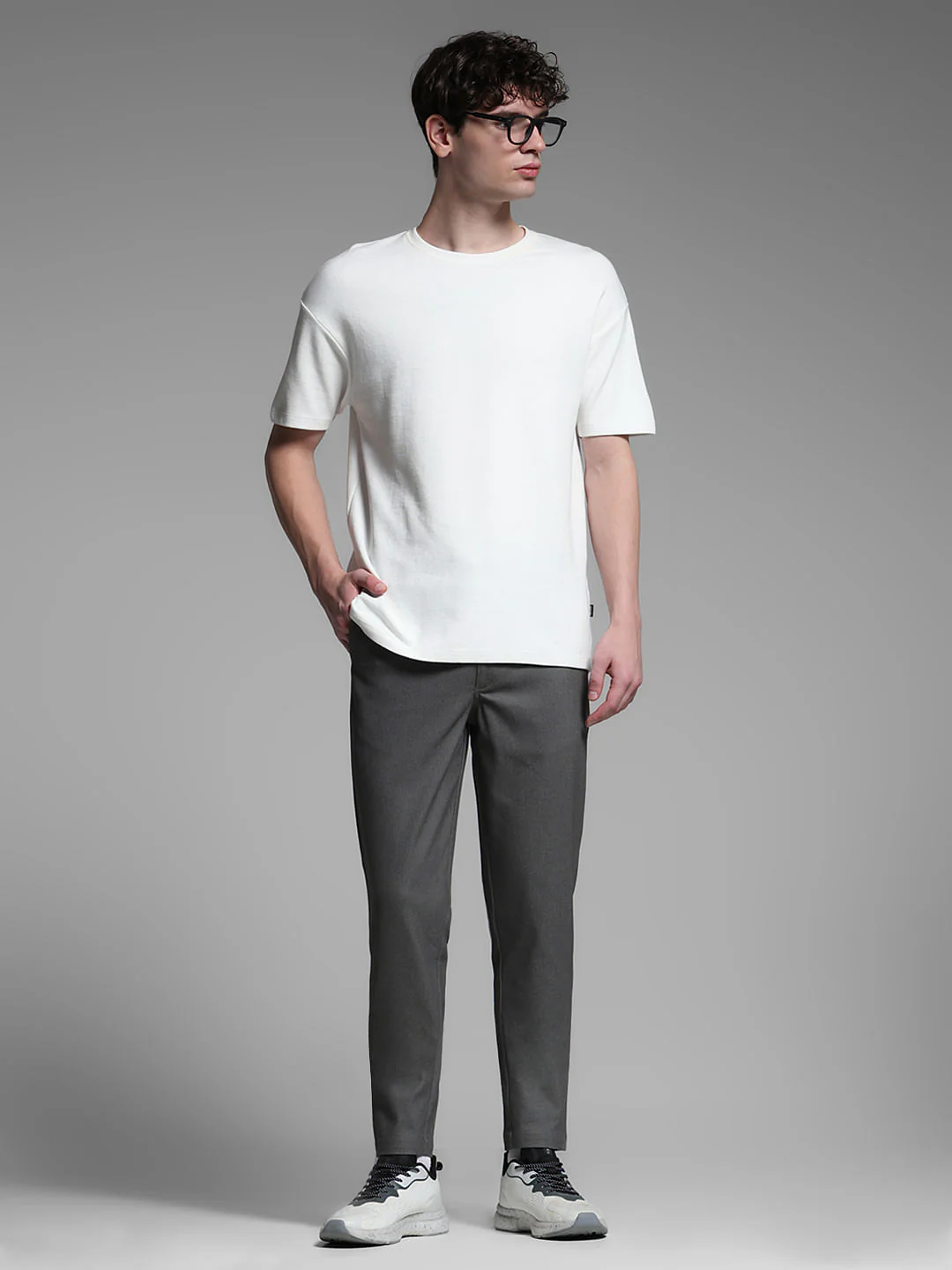 Grey Mid Rise Anti Fit Pants - Image 6