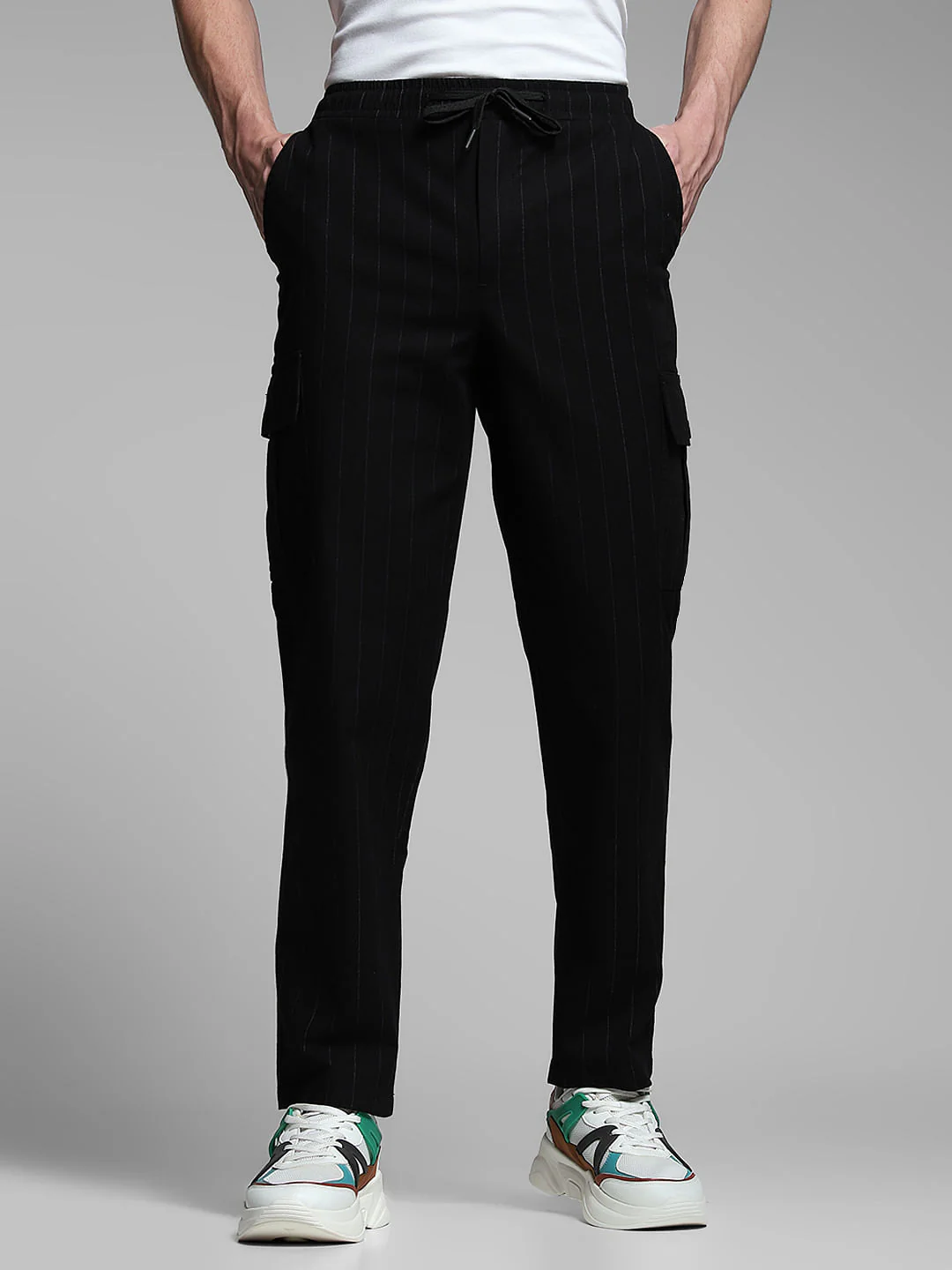 Black Striped Anti Fit Cargos