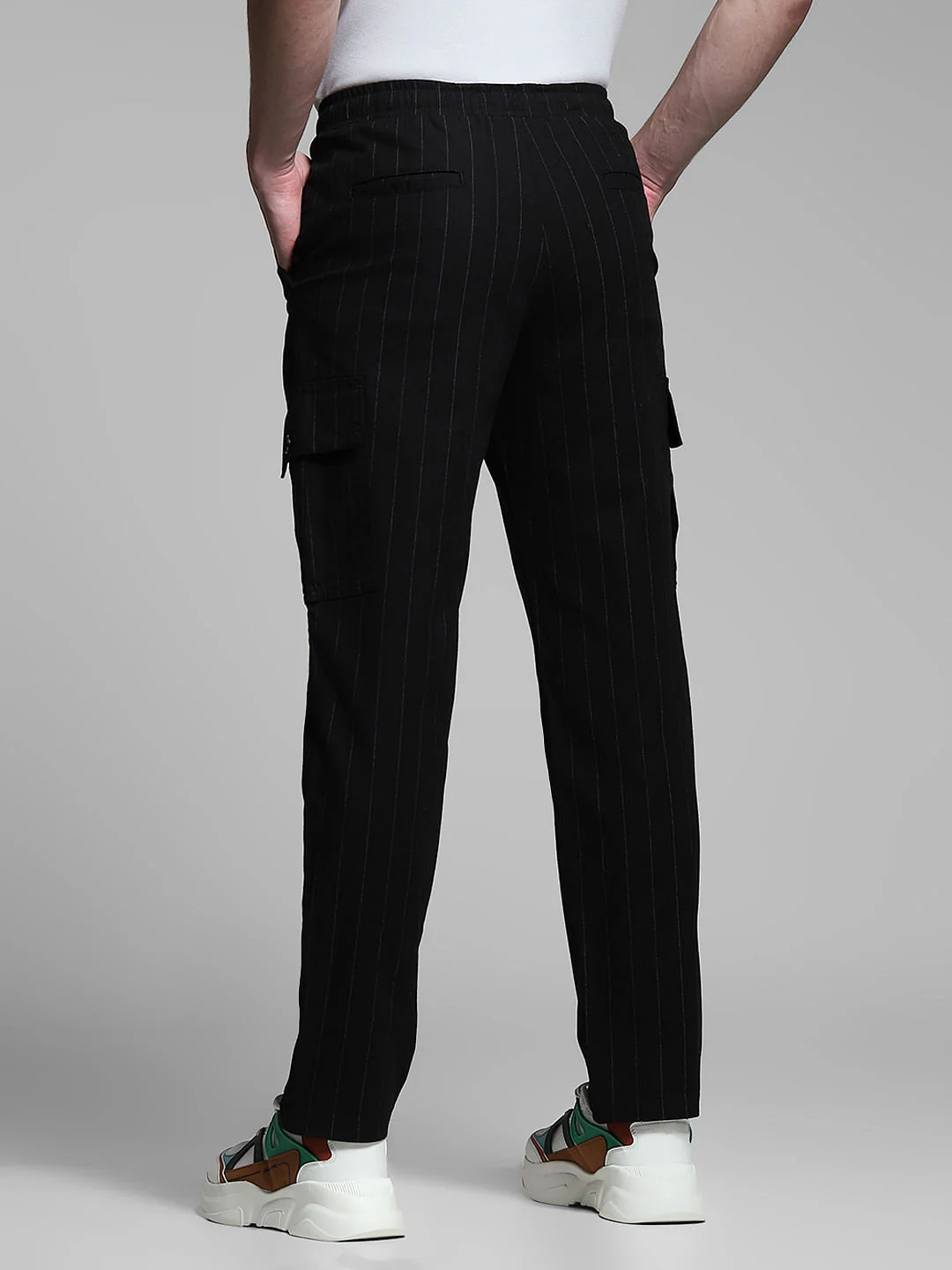 Black Striped Anti Fit Cargos - Image 3