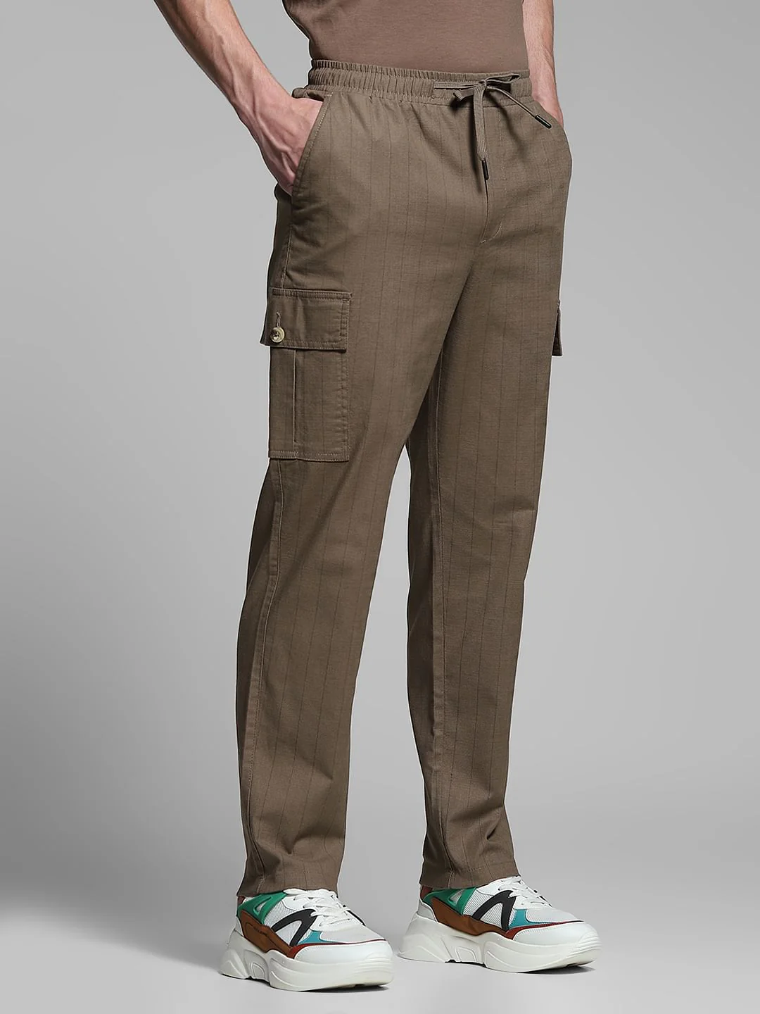 Deep Green Striped Anti Fit Cargos - Image 2