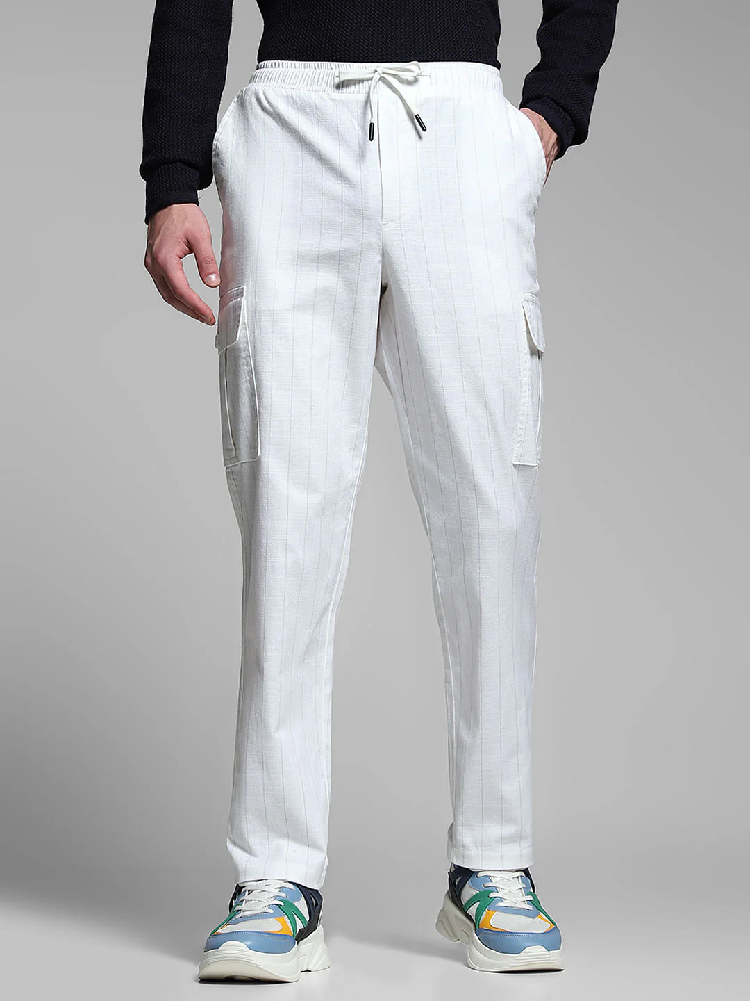 White Striped Anti Fit Cargos