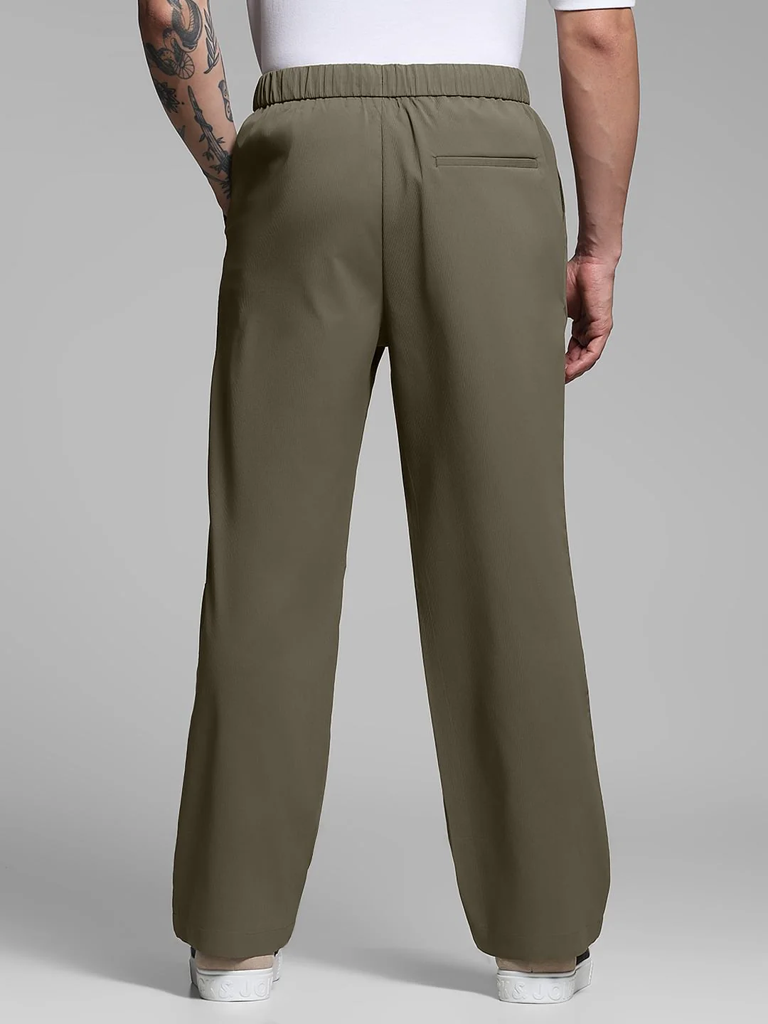Warm Brown Ribbed Loose Fit Pants - Image 3