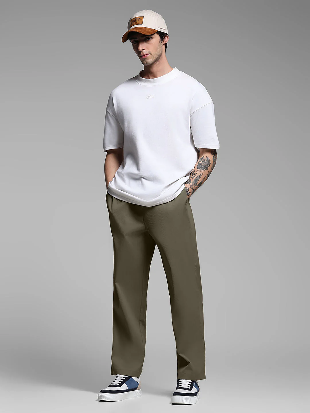 Warm Brown Ribbed Loose Fit Pants - Image 5