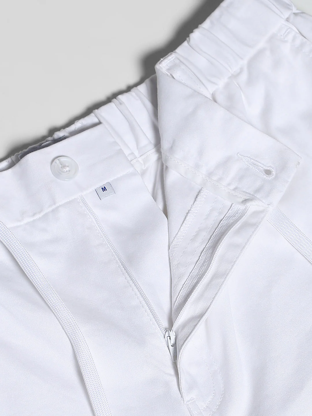 White Cotton Loose Fit Cargos - Image 5