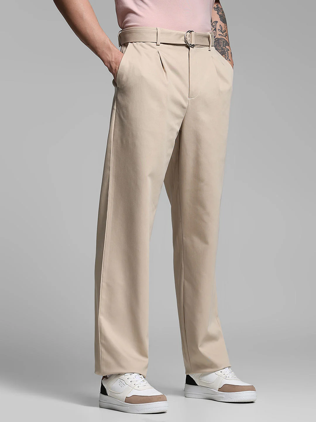 Beige Rayon Loose Fit Pants - Image 2