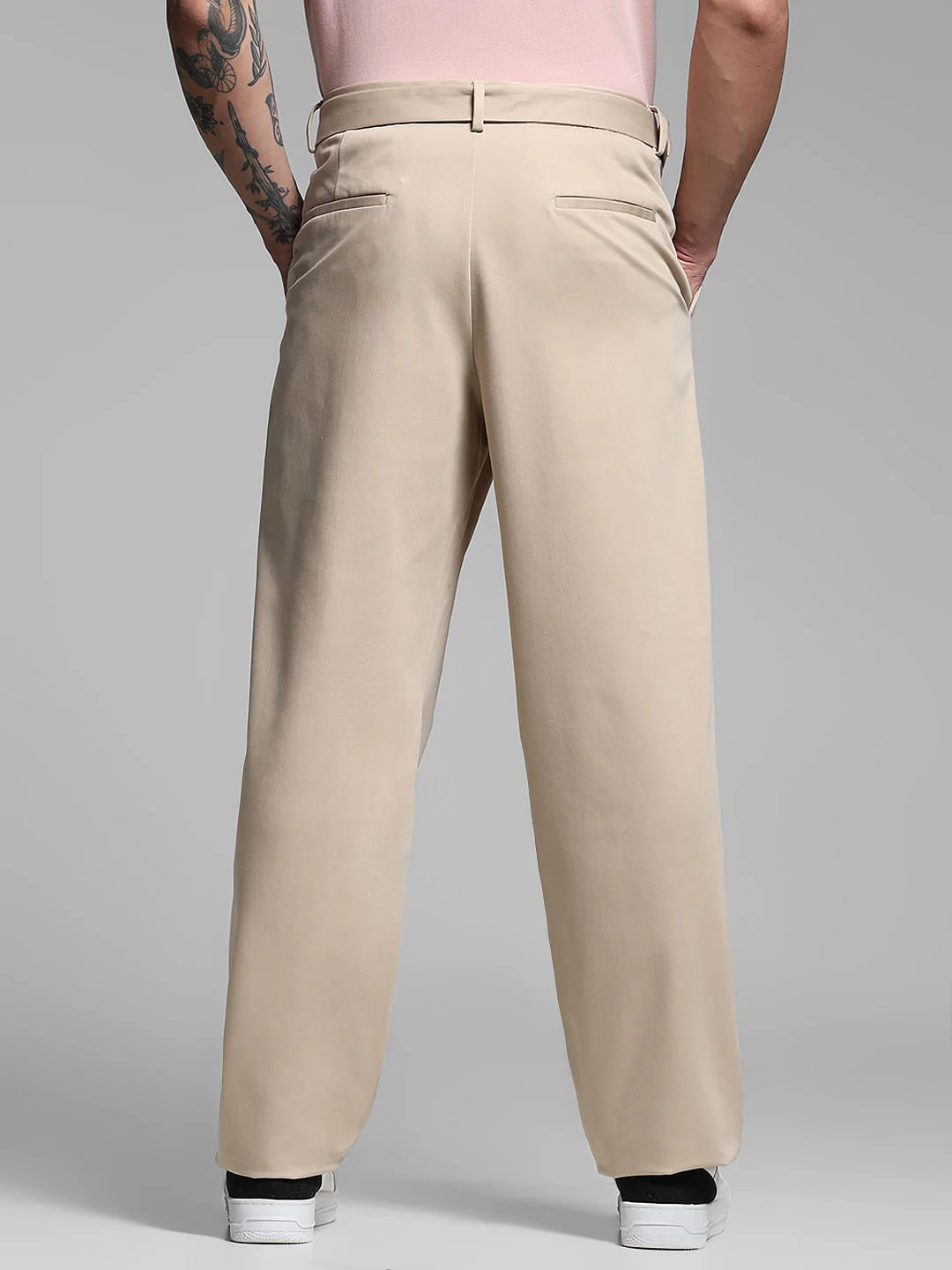 Beige Rayon Loose Fit Pants - Image 3