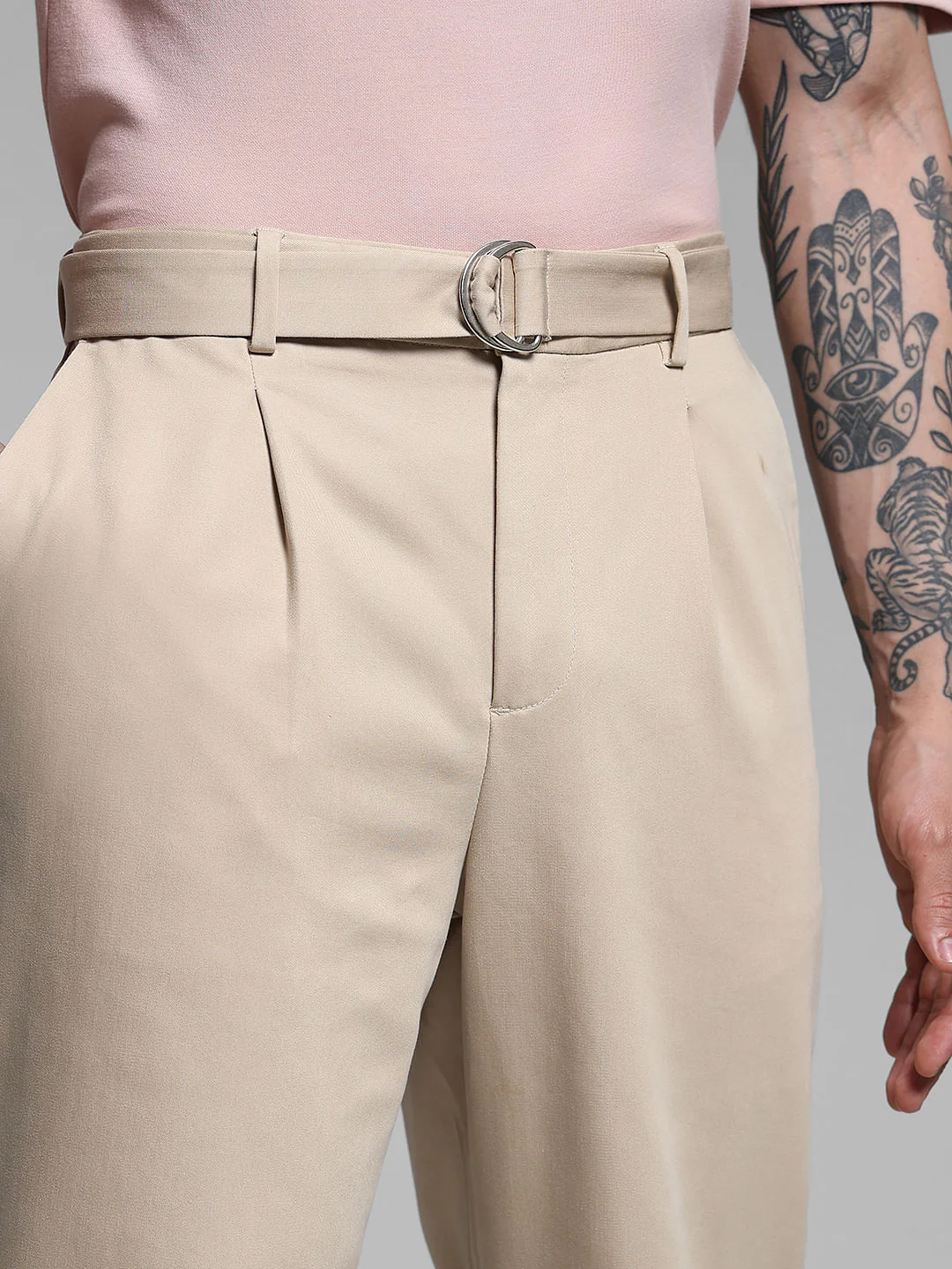 Beige Rayon Loose Fit Pants - Image 4