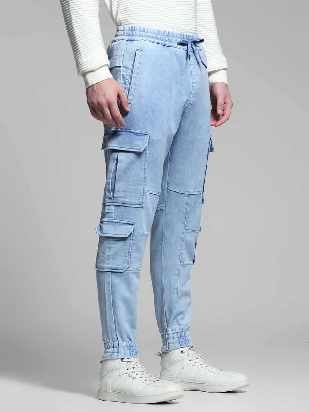 Light Blue High Rise Cargo Pants - Image 2
