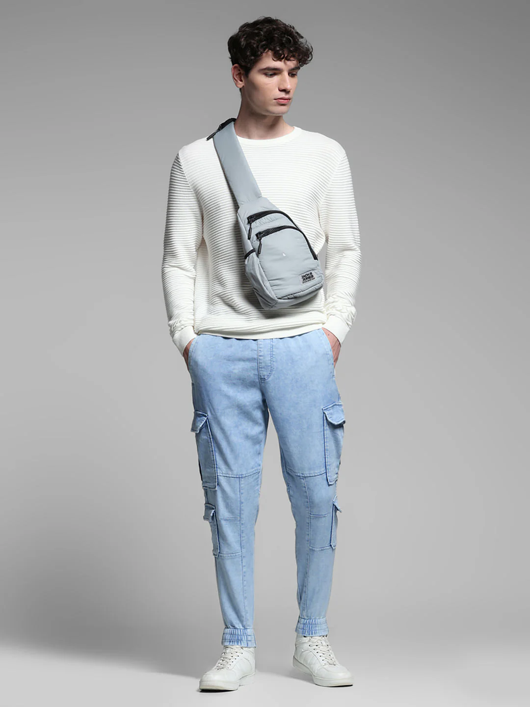 Light Blue High Rise Cargo Pants - Image 5