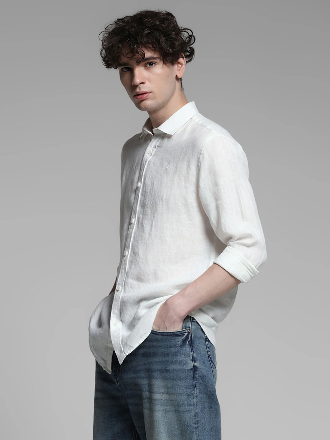 Linen Full Sleeves Shirt - White - Image 3