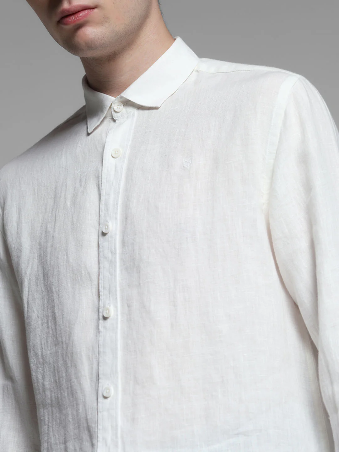 Linen Full Sleeves Shirt - White - Image 5