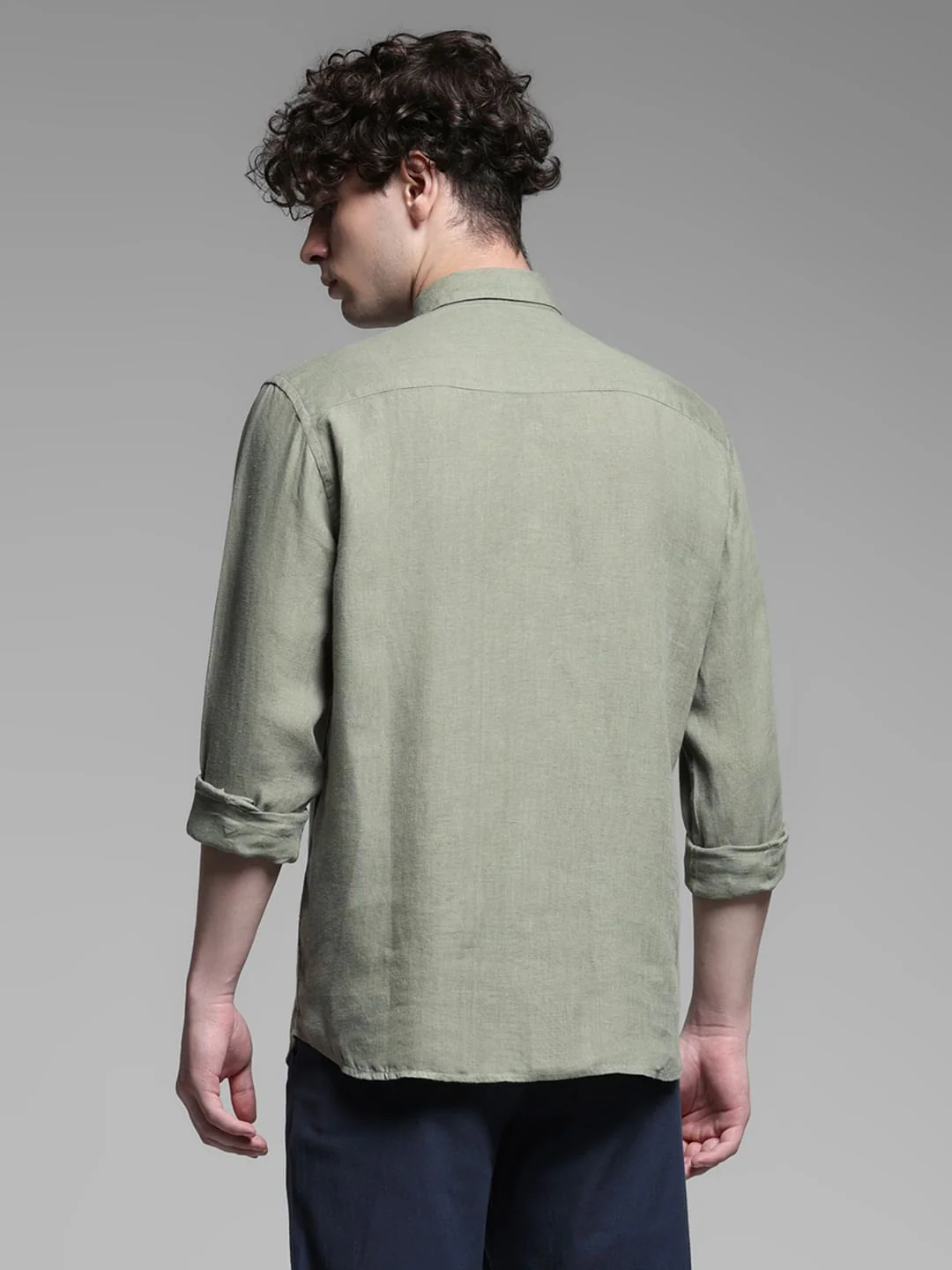 Linen Full Sleeves Shirt - Green - Image 4