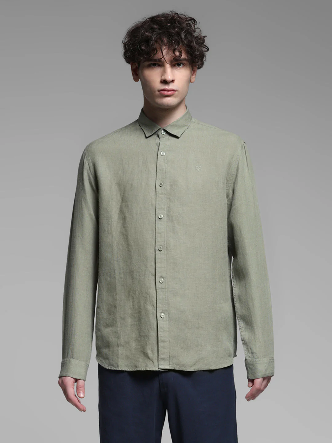 Linen Full Sleeves Shirt - Green - Image 8