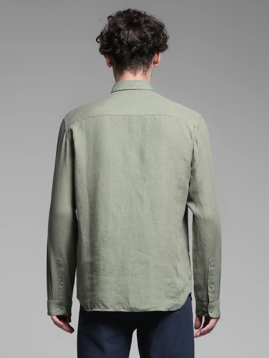 Linen Full Sleeves Shirt - Green - Image 9