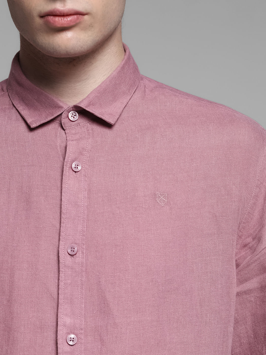 Linen Full Sleeves Shirt - Pink - Image 5