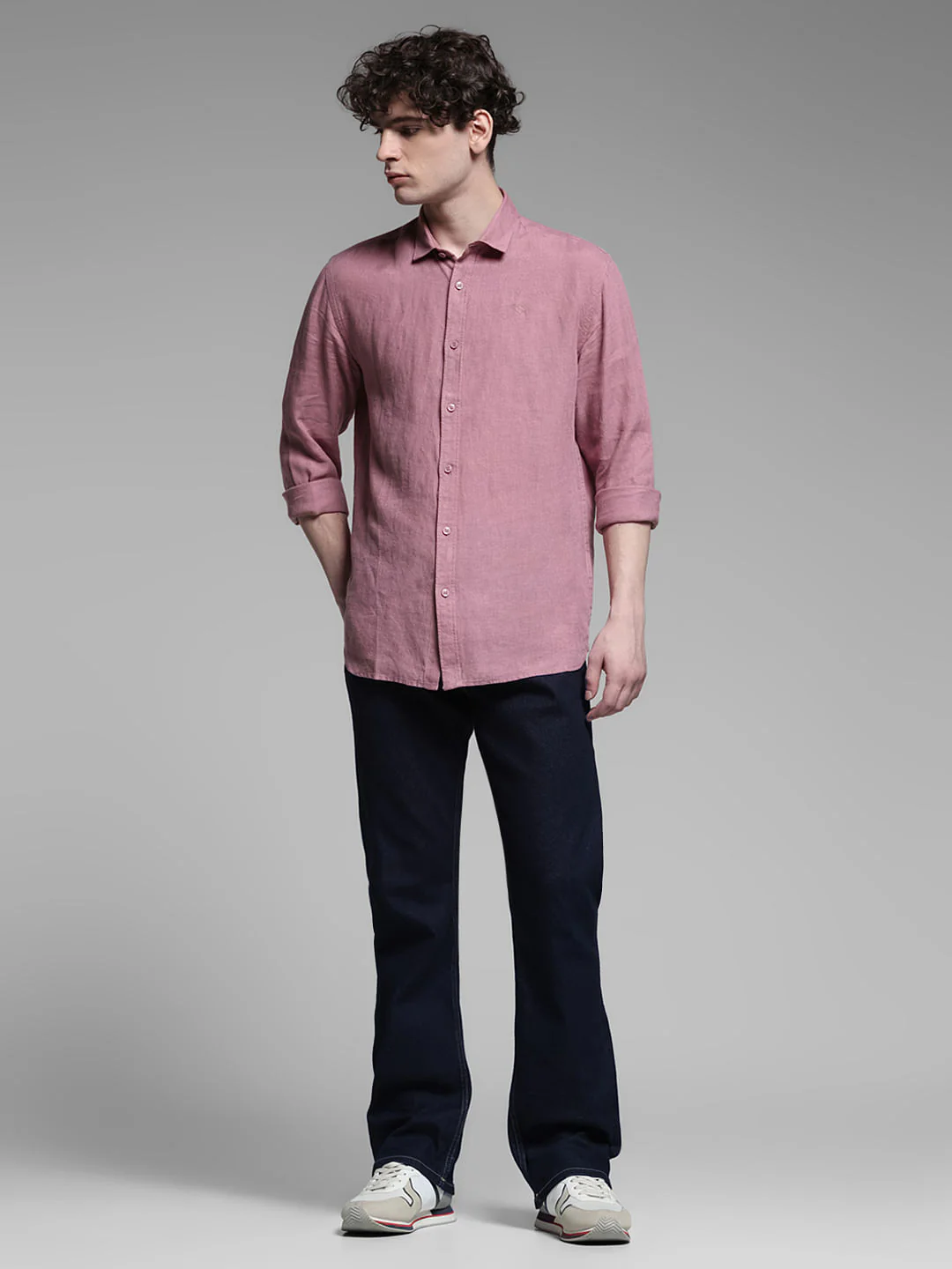 Linen Full Sleeves Shirt - Pink - Image 6