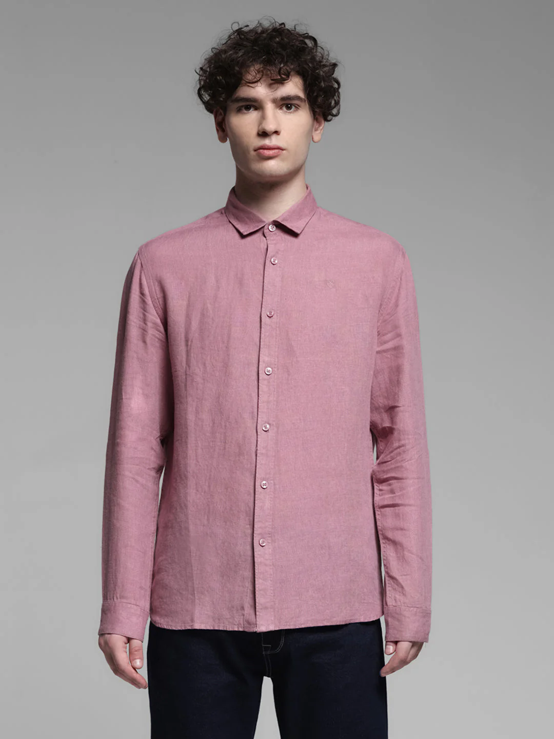 Linen Full Sleeves Shirt - Pink - Image 8