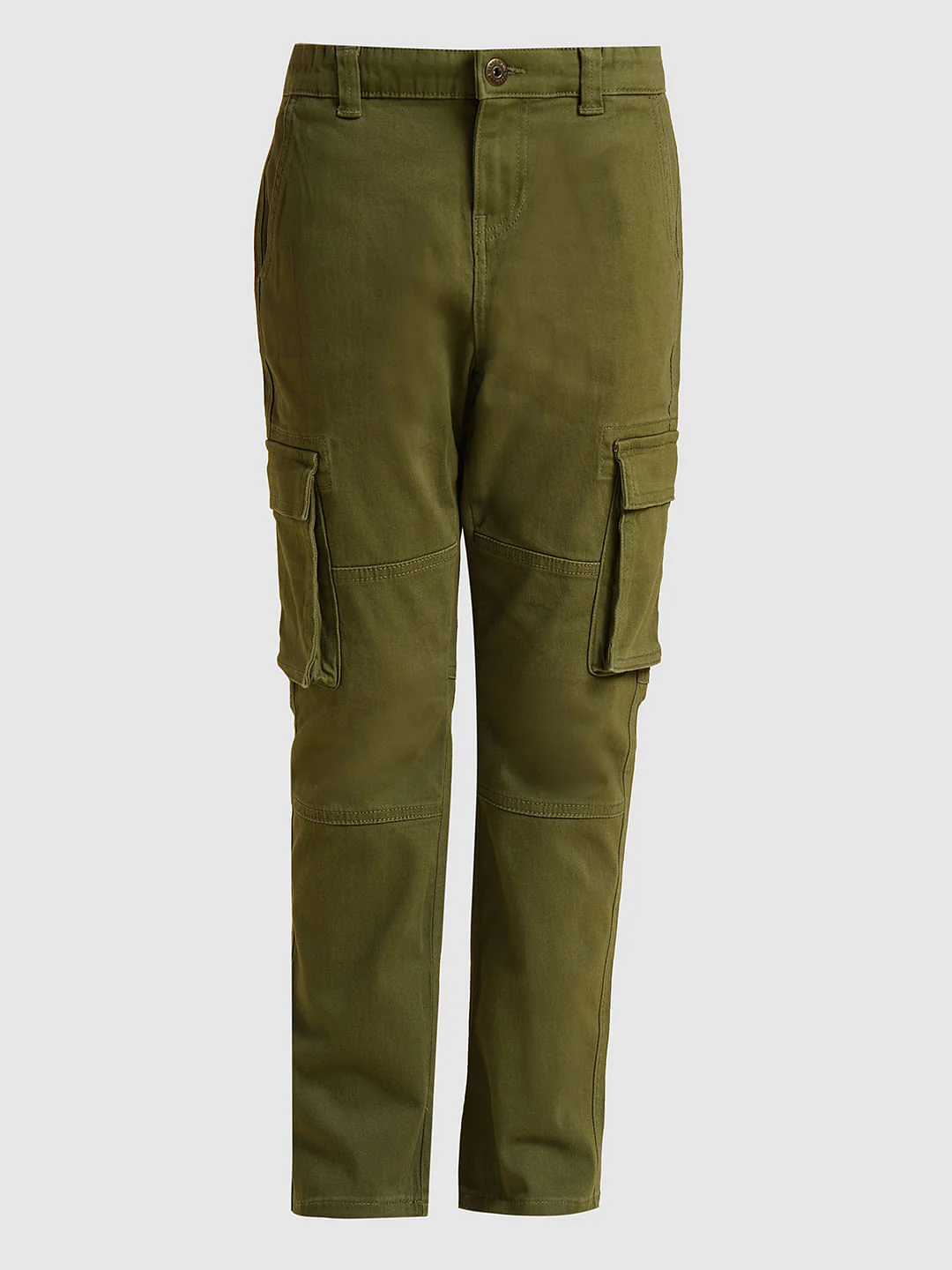 Boys Olive Mid Rise Cargo Pants - Image 7