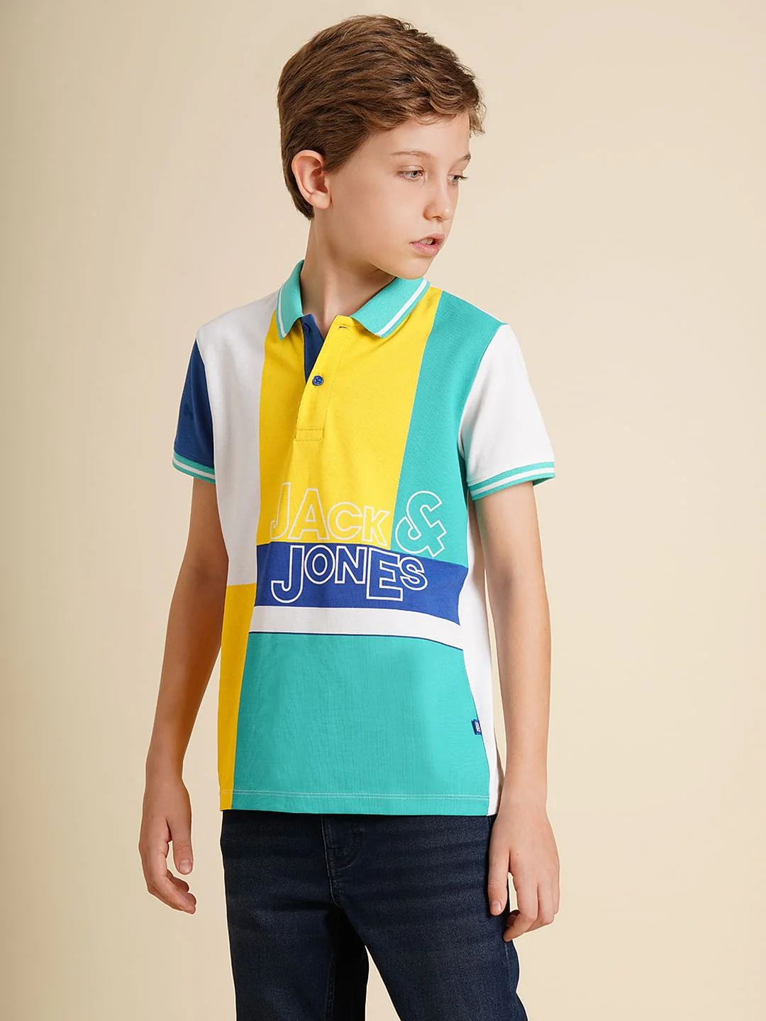 Boys Blue Colourblocked Cotton Polo - Image 3