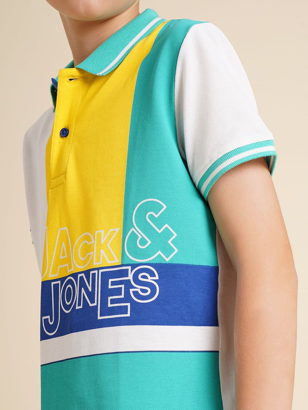 Boys Blue Colourblocked Cotton Polo - Image 6
