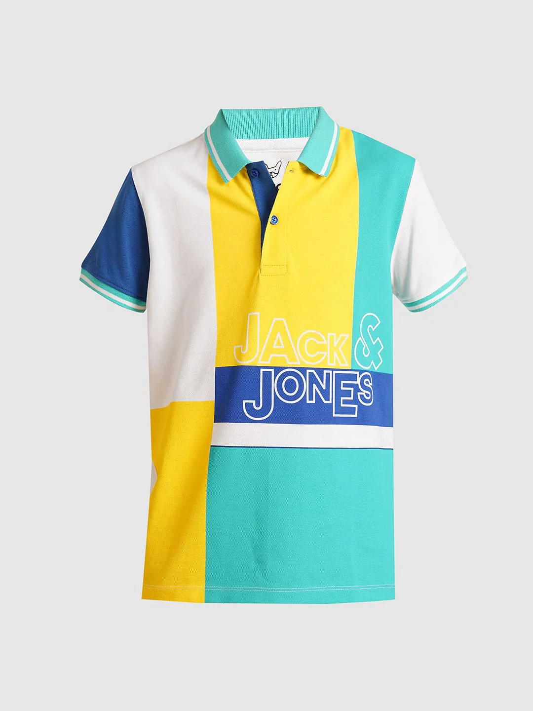 Boys Blue Colourblocked Cotton Polo - Image 7