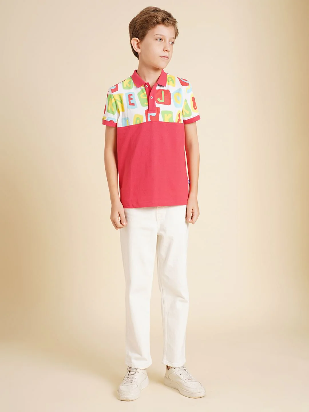 Boys Red Colourblocked Cotton Polo - Image 5