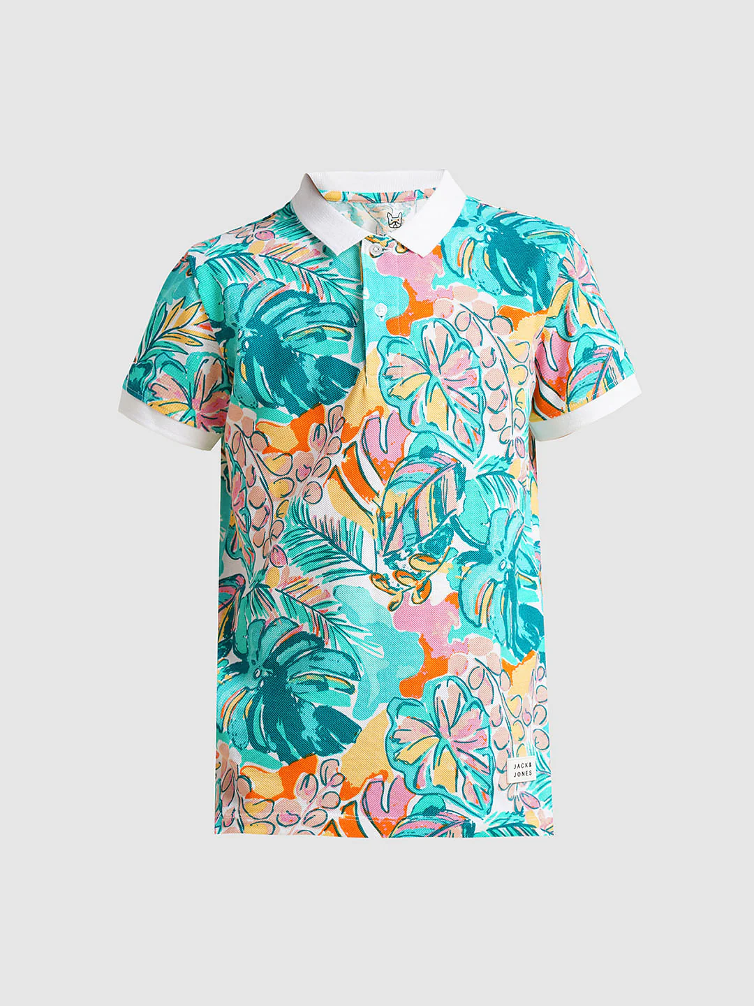 Boys Blue Printed Cotton Polo - Image 7