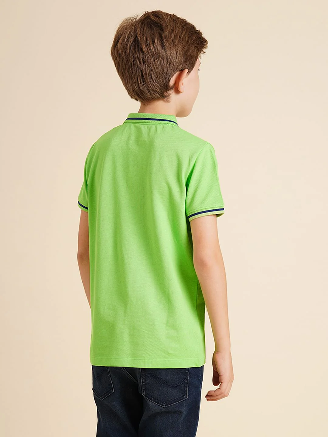 Boys Green Pique Cotton Polo - Image 4