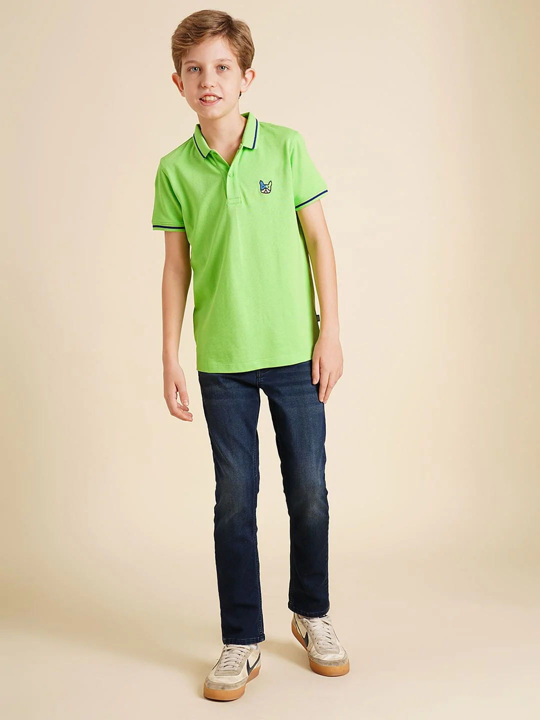 Boys Green Pique Cotton Polo - Image 5
